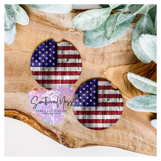 American Flag, Patriotic, Car Coasters