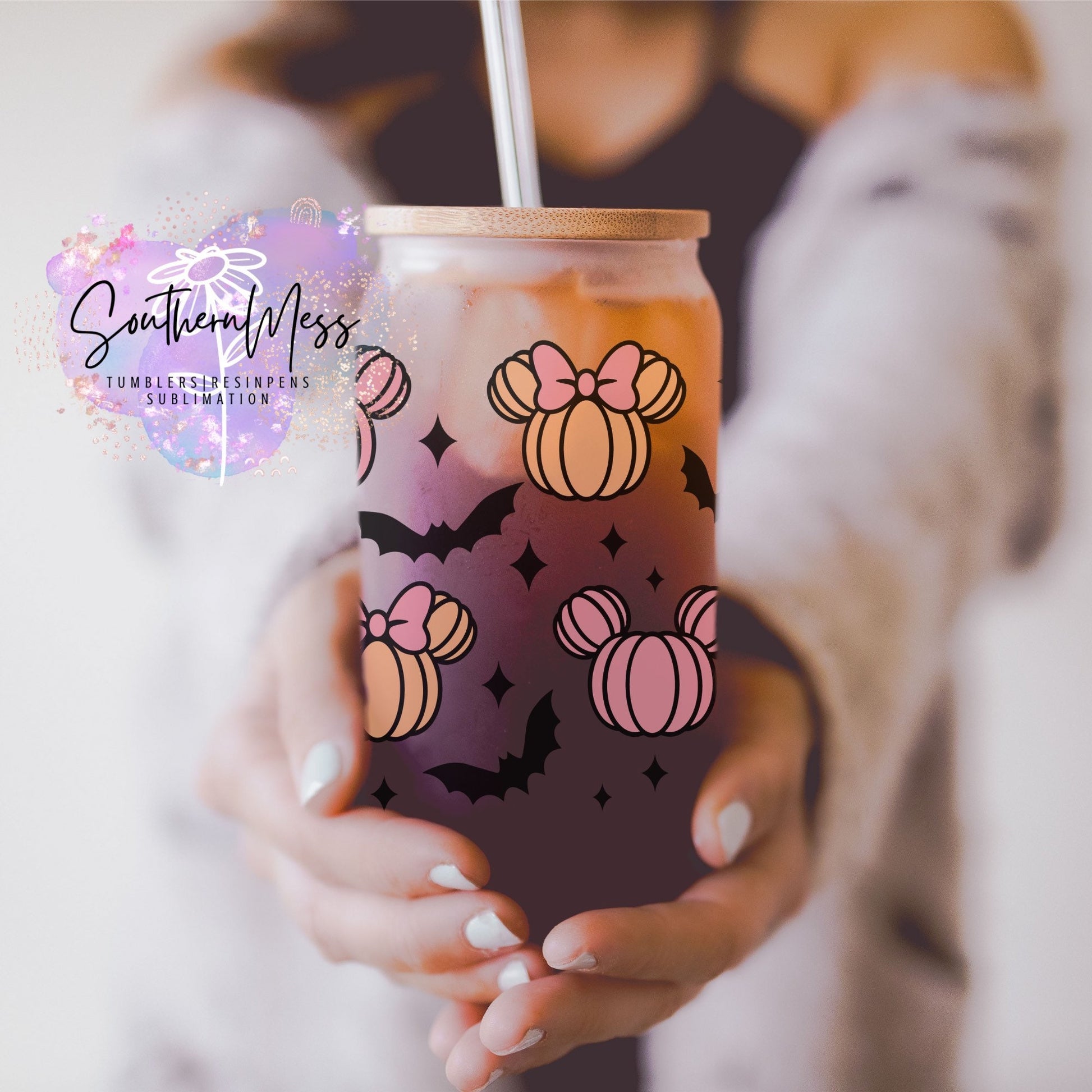 ANOTION Cute Glass Cups with Lids and Straws, Mason Jars with Flower  Design, Bamboo Lid, Iced Coffee…See more ANOTION Cute Glass Cups with Lids  and